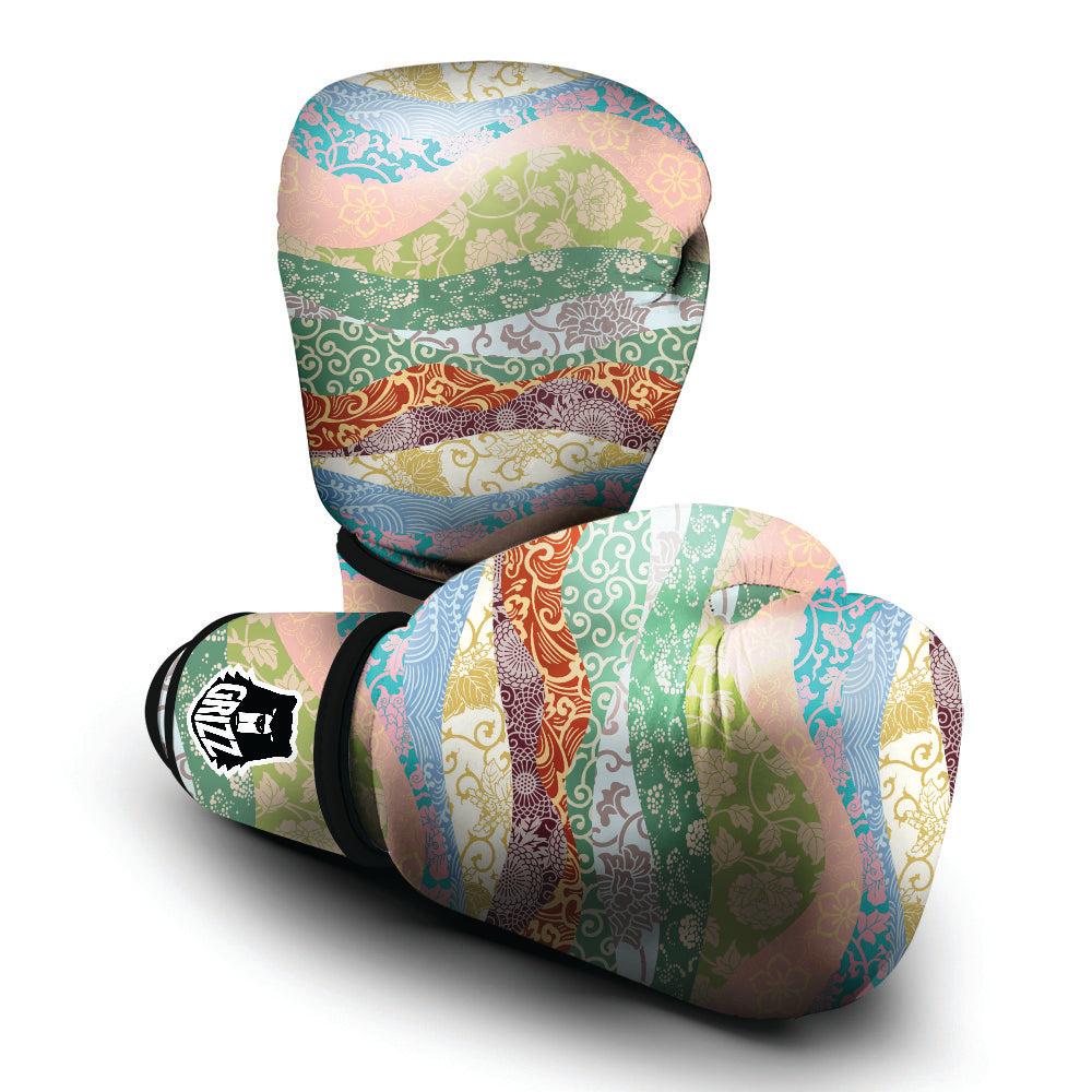 Pastel Japanese Fabric Traditional Print Pattern Boxing Gloves-grizzshop