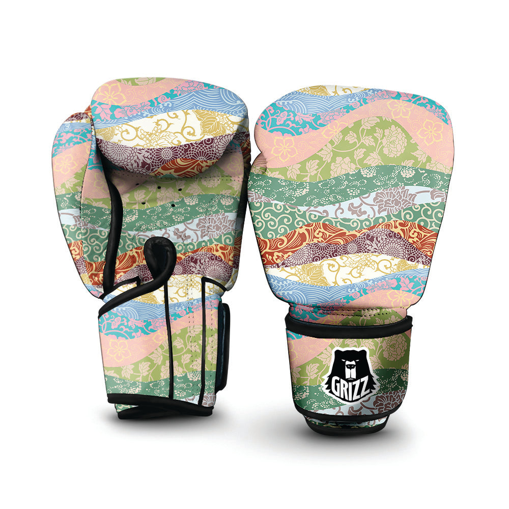 Pastel Japanese Fabric Traditional Print Pattern Boxing Gloves-grizzshop