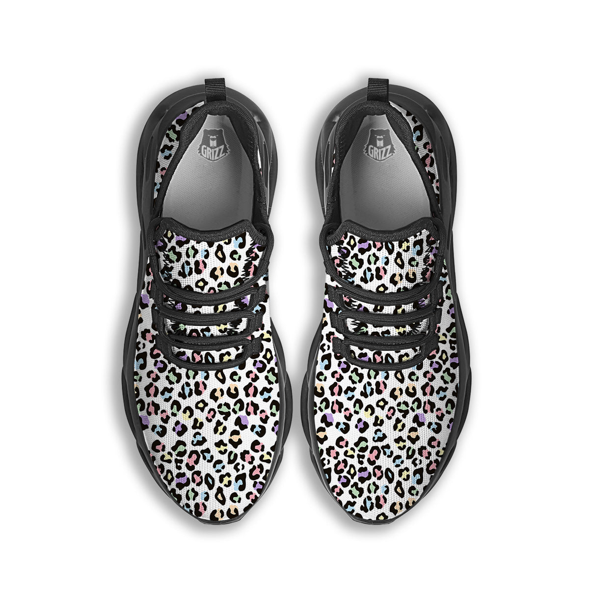 Pastel Leopard Print Pattern Black Running Shoes-grizzshop