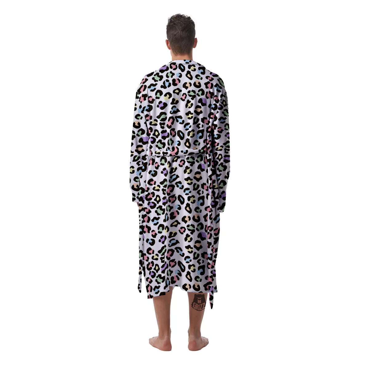 Pastel Leopard Print Pattern Men's Robe-grizzshop