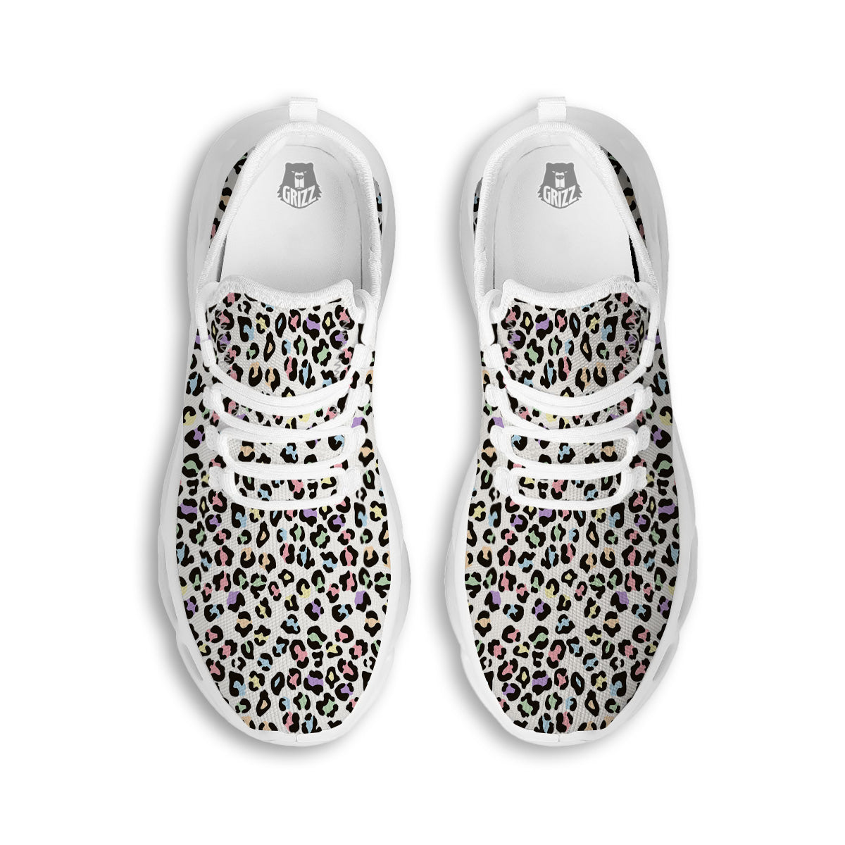 Pastel Leopard Print Pattern White Running Shoes-grizzshop