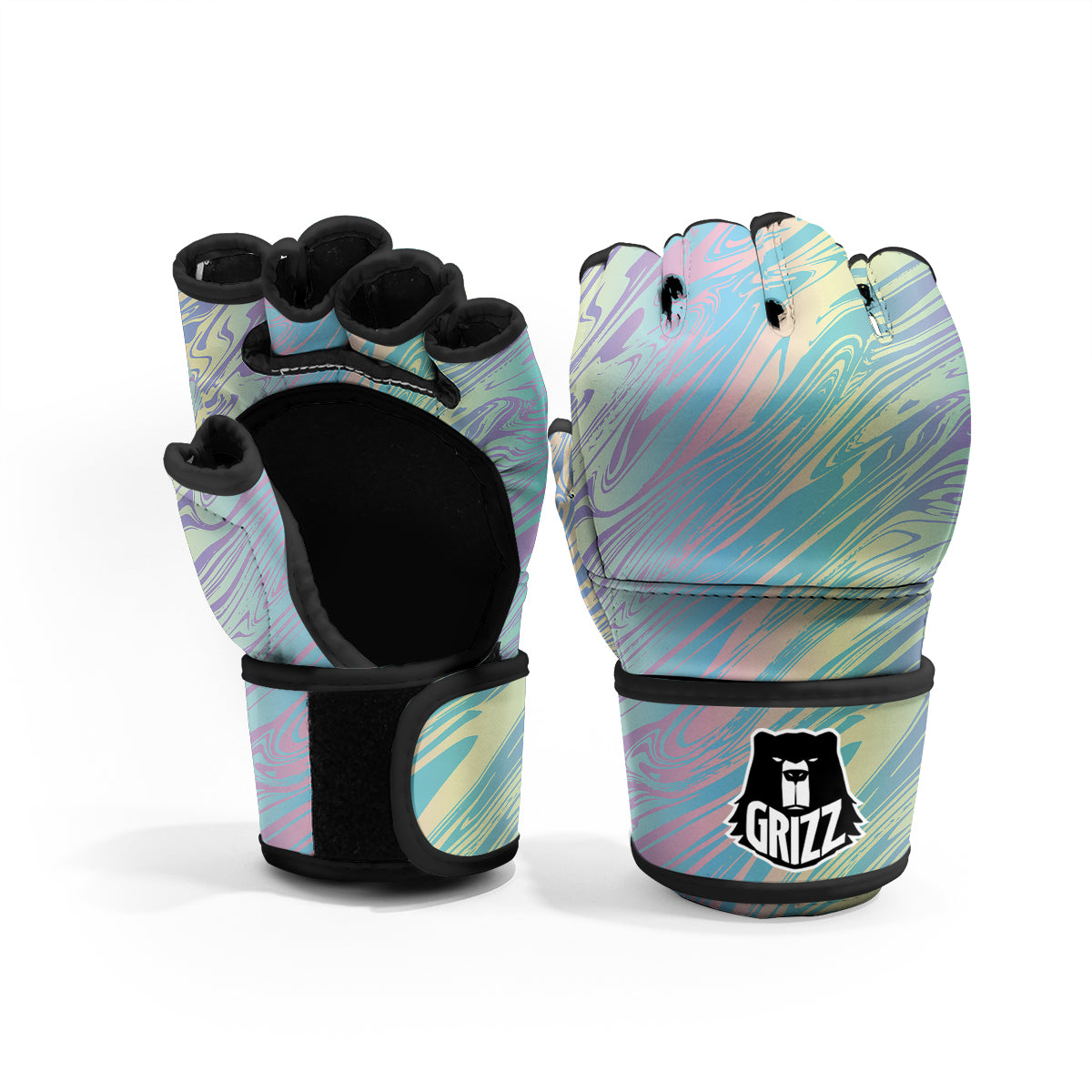Pastel Liquid Marble Holographic Print MMA Gloves-grizzshop