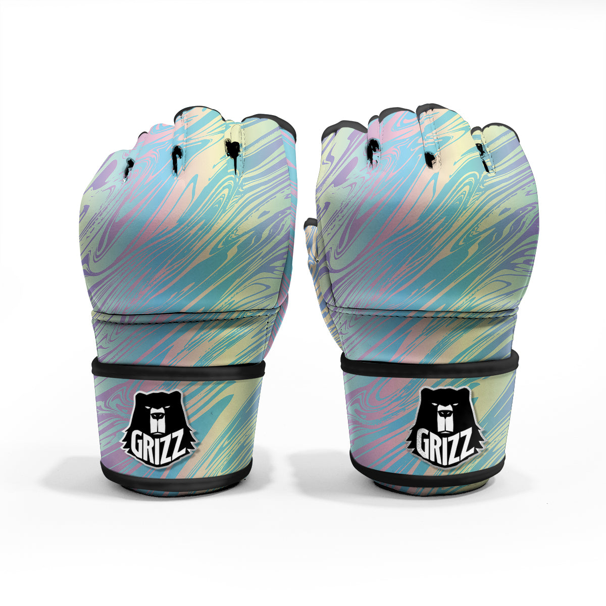 Pastel Liquid Marble Holographic Print MMA Gloves-grizzshop