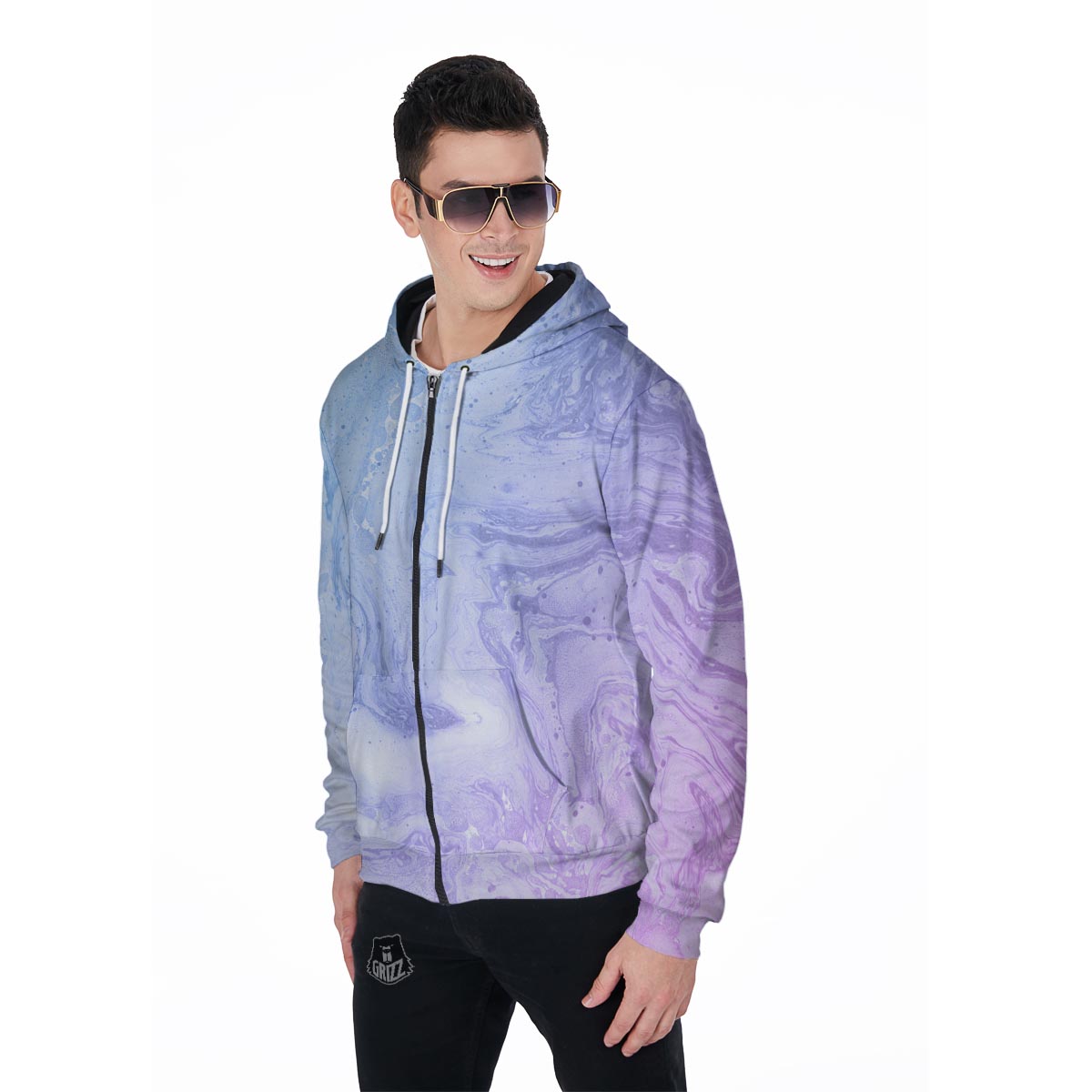 Pastel Marble Men's Zip Up Hoodie-grizzshop