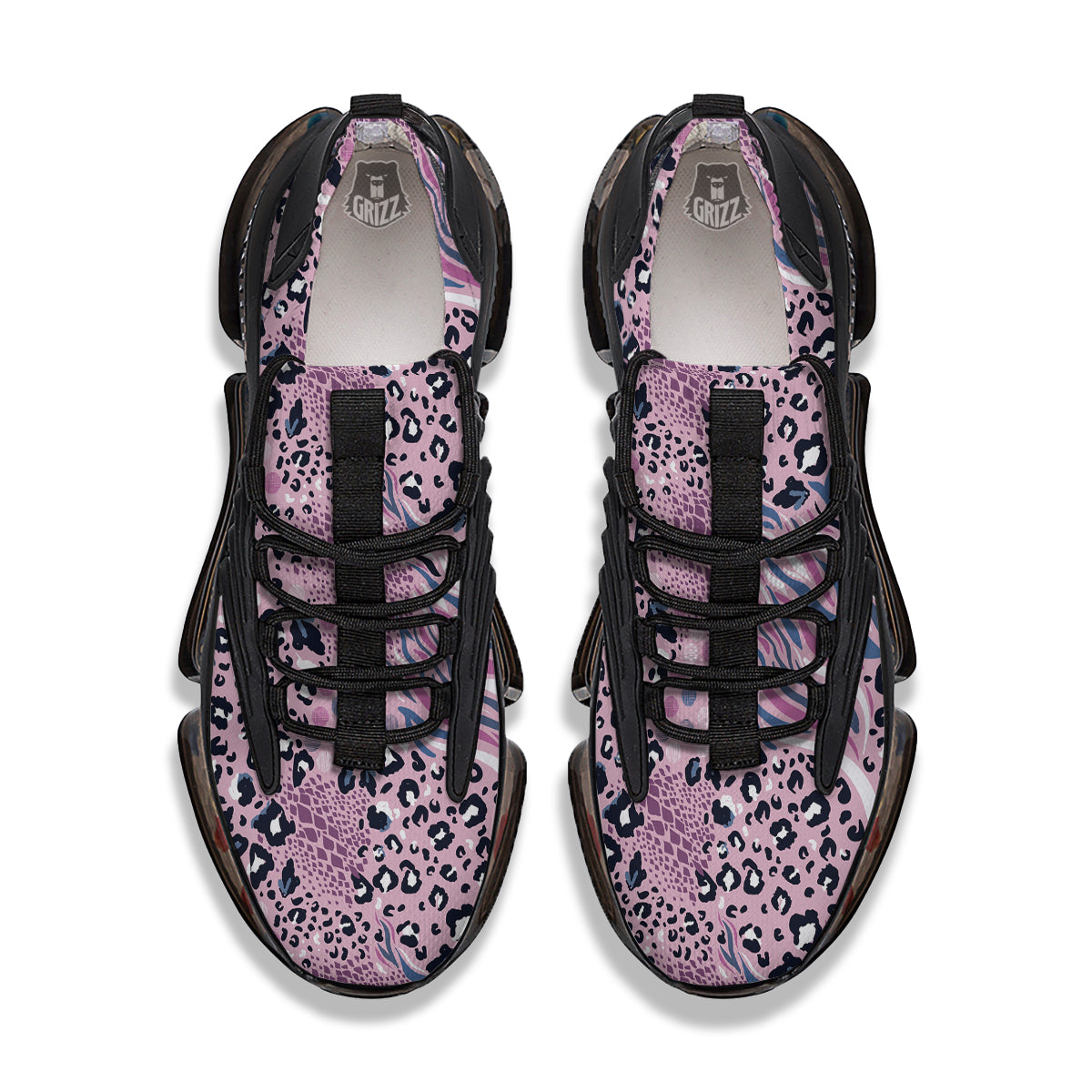Pastel Mix Animal Skin Print Black Gym Shoes-grizzshop