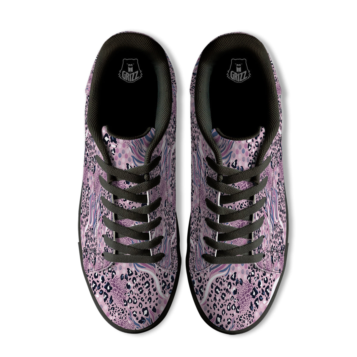 Pastel Mix Animal Skin Print Black Low Top Sneakers-grizzshop
