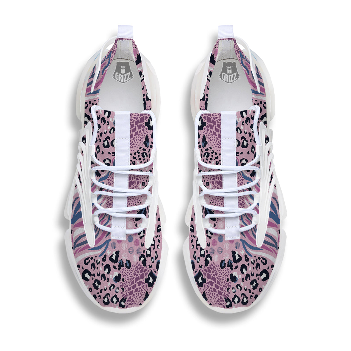 Pastel Mix Animal Skin Print White Gym Shoes-grizzshop