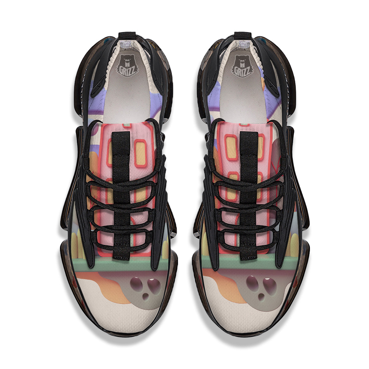 Pastel Modern House Print Black Gym Shoes-grizzshop