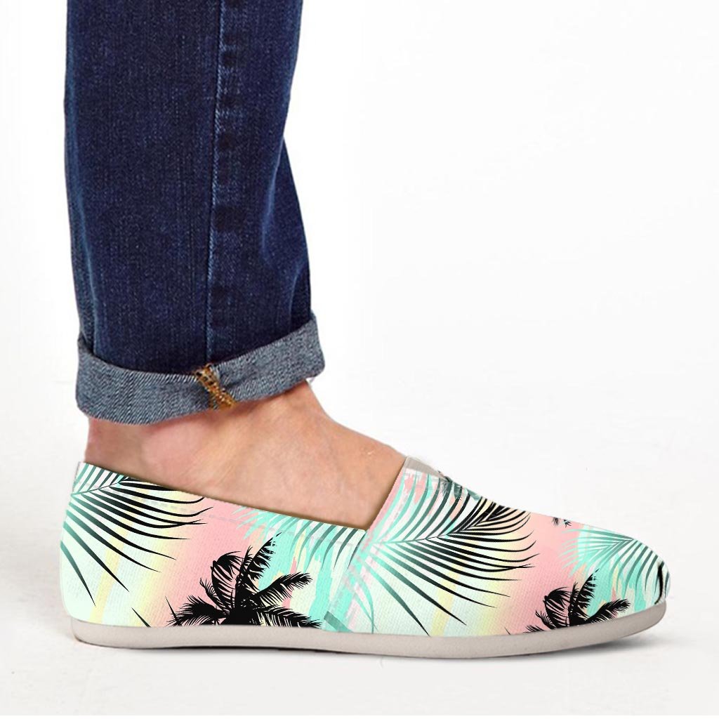 Pastel Palm Tree Hawaiian Print Canvas Shoes-grizzshop