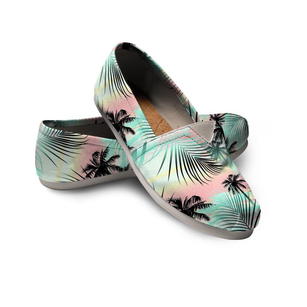 Pastel Palm Tree Hawaiian Print Canvas Shoes-grizzshop