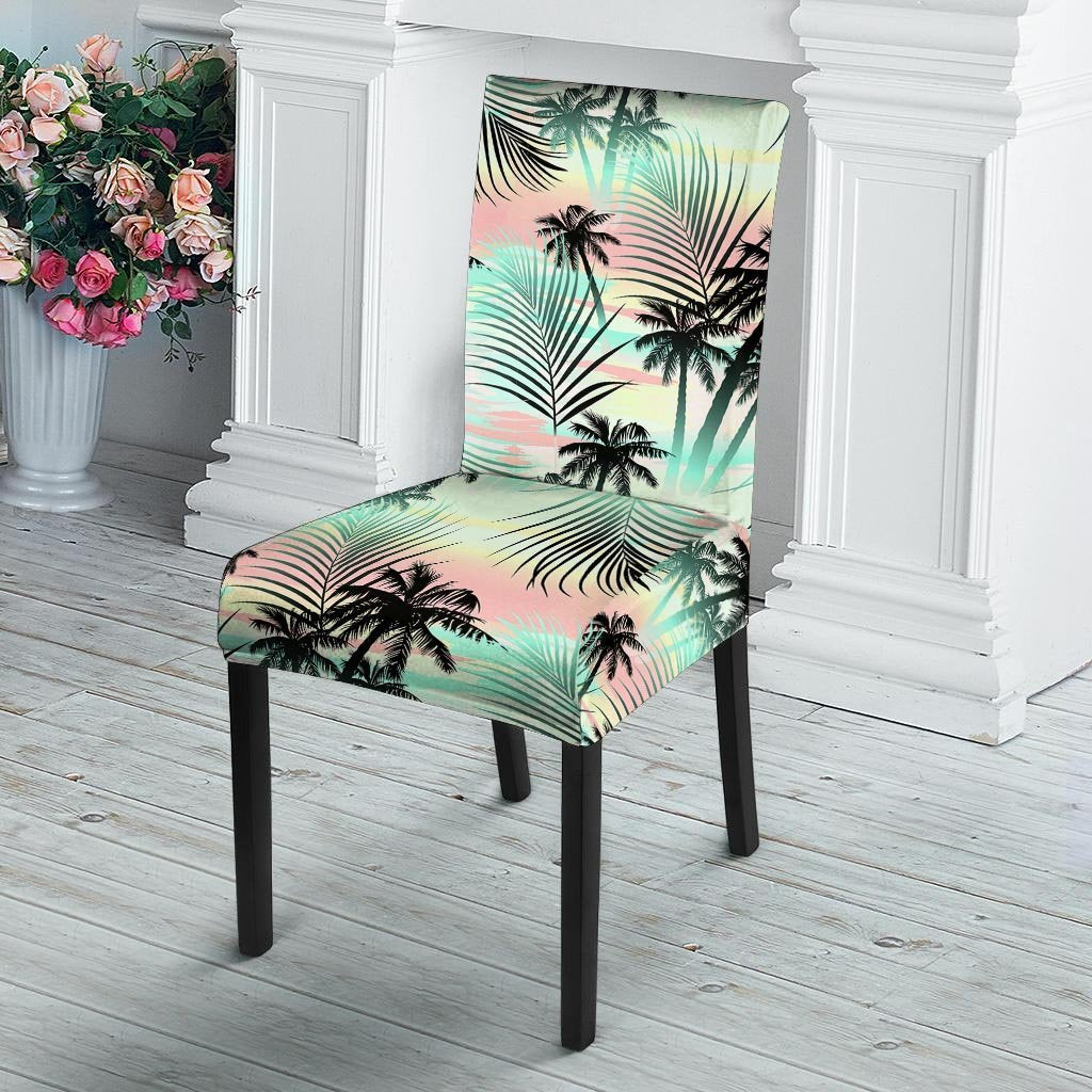 Pastel Palm Tree Hawaiian Print Chair Cover-grizzshop