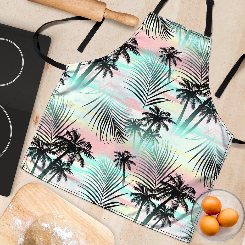 Pastel Palm Tree Hawaiian Print Women's Apron-grizzshop