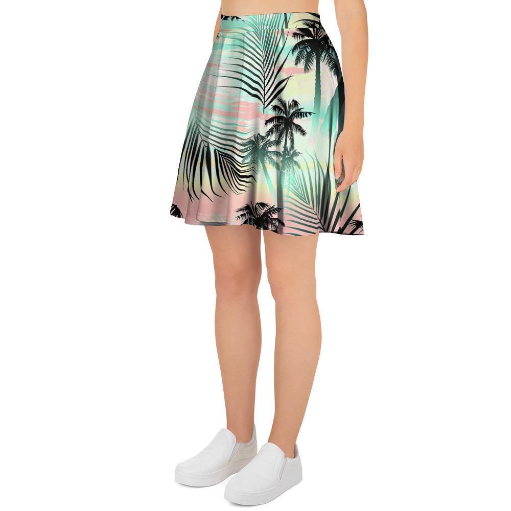 Pastel Palm Tree Hawaiian Print Women's Skirt-grizzshop
