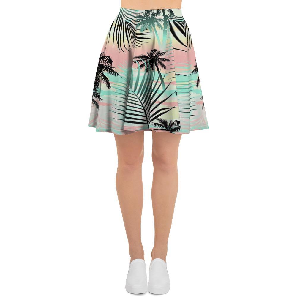 Pastel Palm Tree Hawaiian Print Women's Skirt-grizzshop