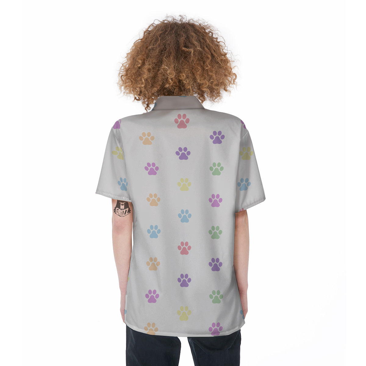 Pastel Paw Print Women's Short Sleeve Shirts-grizzshop