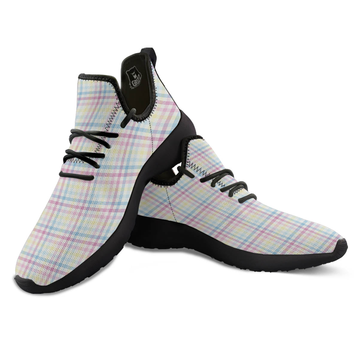 Pastel Plaid Cotton Candy Print Pattern Black Athletic Shoes-grizzshop