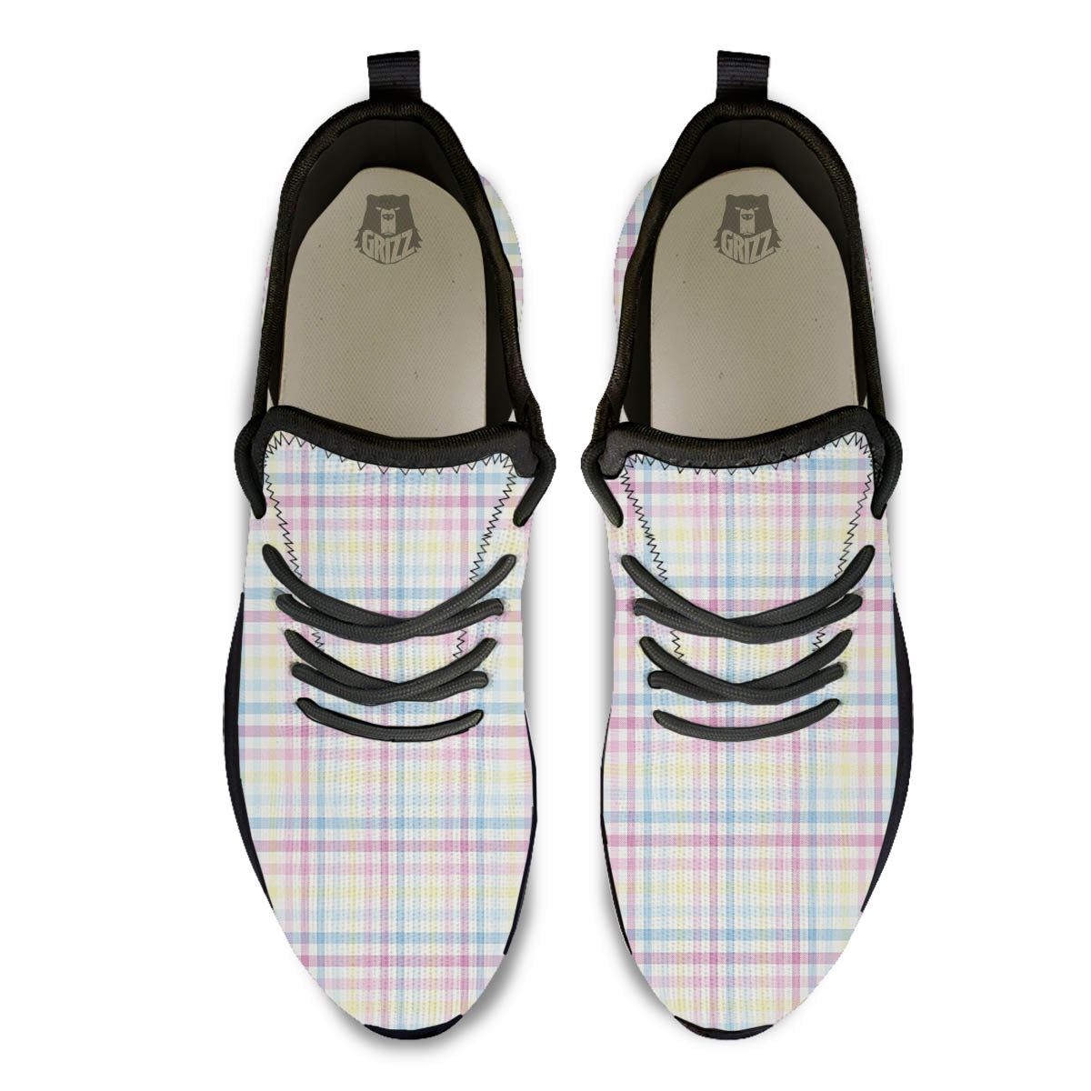 Pastel Plaid Cotton Candy Print Pattern Black Athletic Shoes-grizzshop