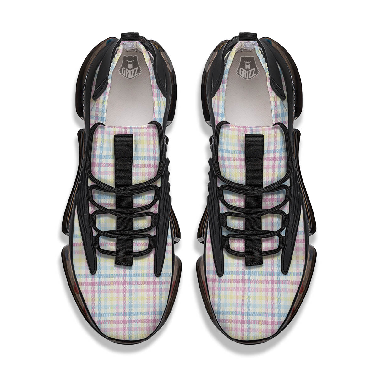 Pastel Plaid Cotton Candy Print Pattern Black Gym Shoes-grizzshop