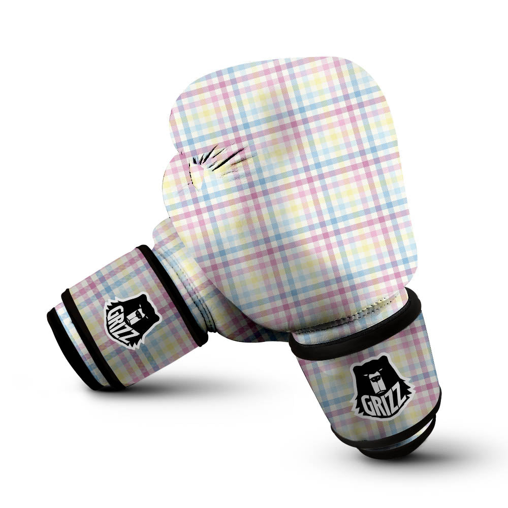 Pastel Plaid Cotton Candy Print Pattern Boxing Gloves-grizzshop