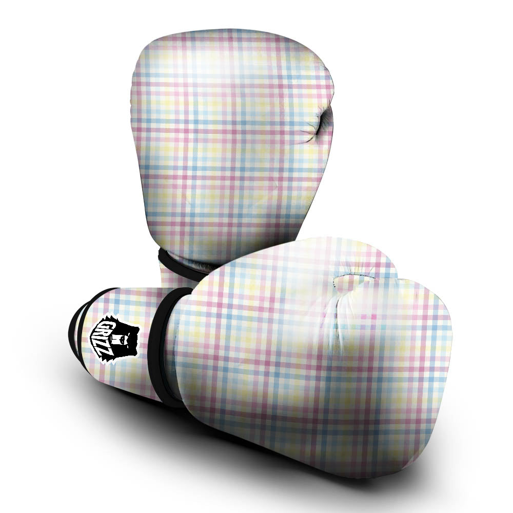 Pastel Plaid Cotton Candy Print Pattern Boxing Gloves-grizzshop