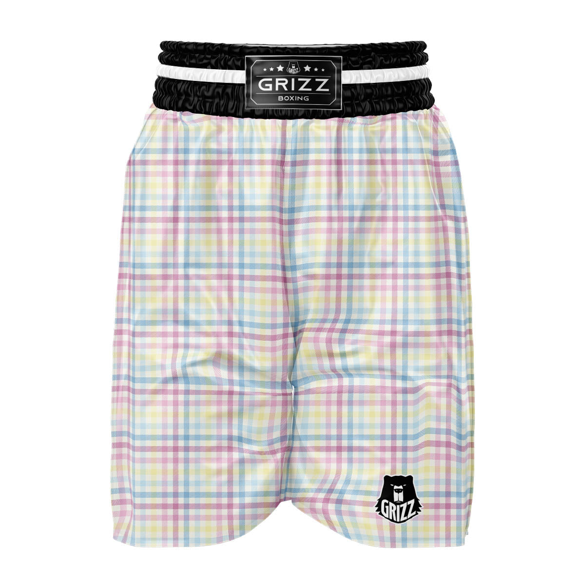 Pastel Plaid Cotton Candy Print Pattern Boxing Shorts-grizzshop