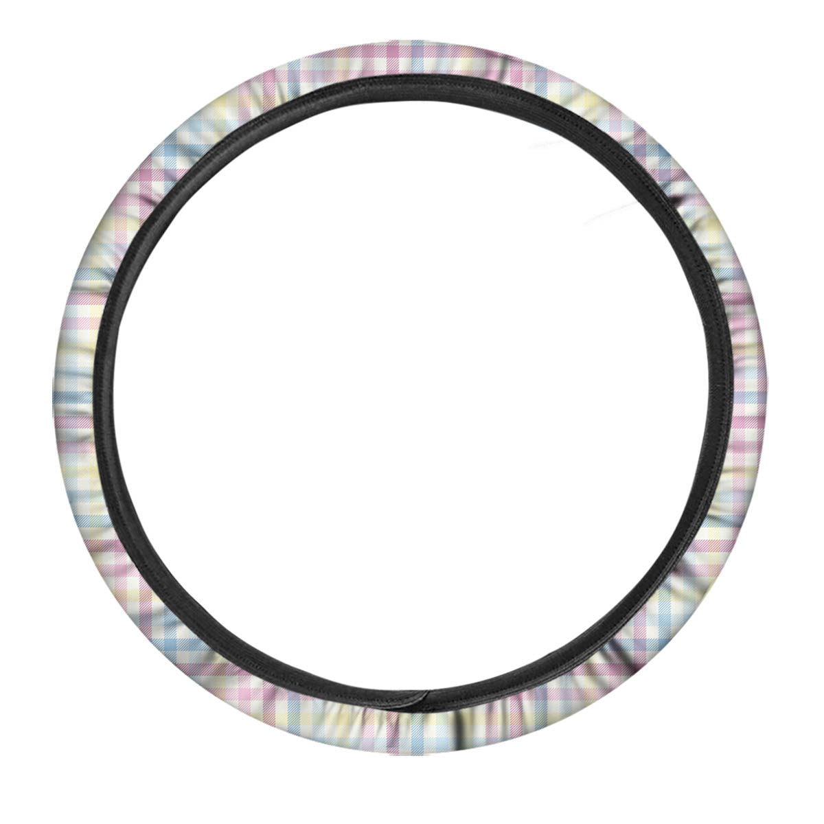 Pastel Plaid Cotton Candy Print Pattern Car Steering Wheel Cover-grizzshop