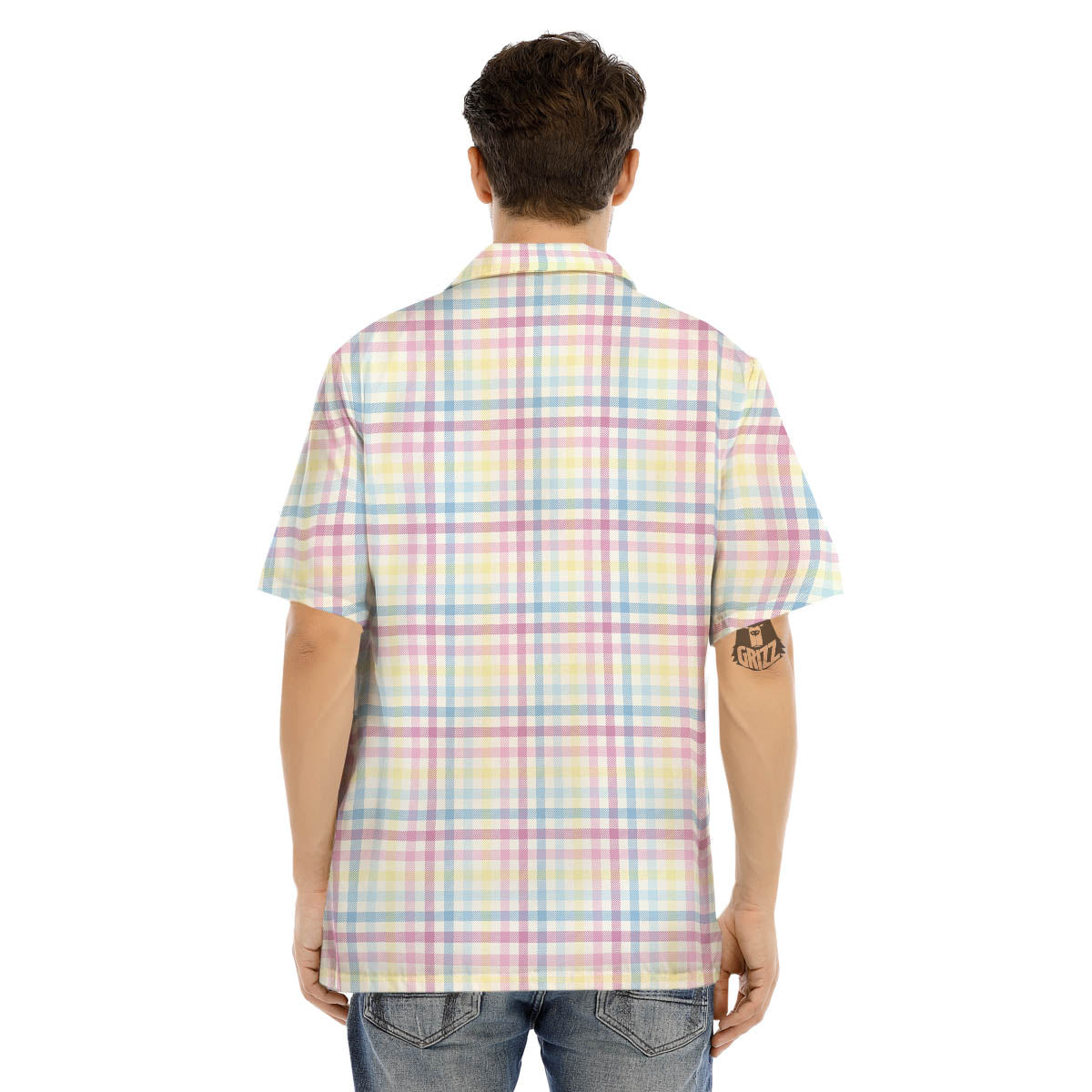Pastel Plaid Cotton Candy Print Pattern Men's Hawaiian Shirt-grizzshop