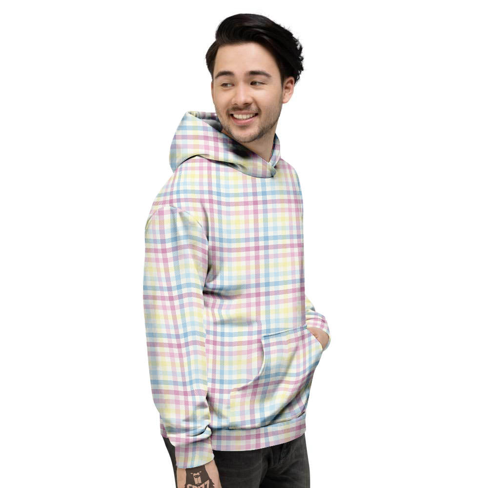 Pastel Plaid Cotton Candy Print Pattern Men's Hoodie-grizzshop