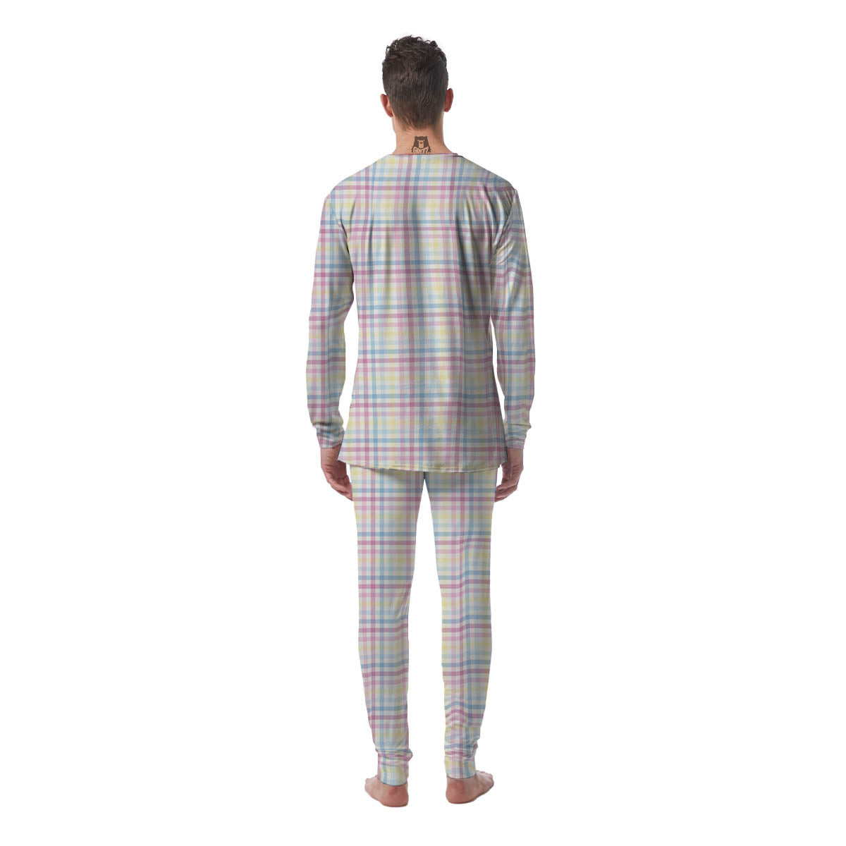 Pastel Plaid Cotton Candy Print Pattern Men's Pajamas-grizzshop