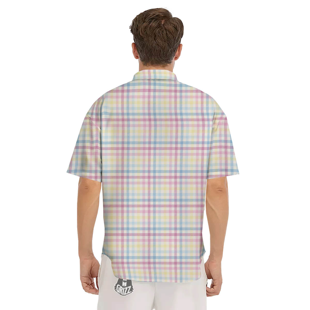 Pastel Plaid Cotton Candy Print Pattern Men's Short Sleeve Shirts-grizzshop