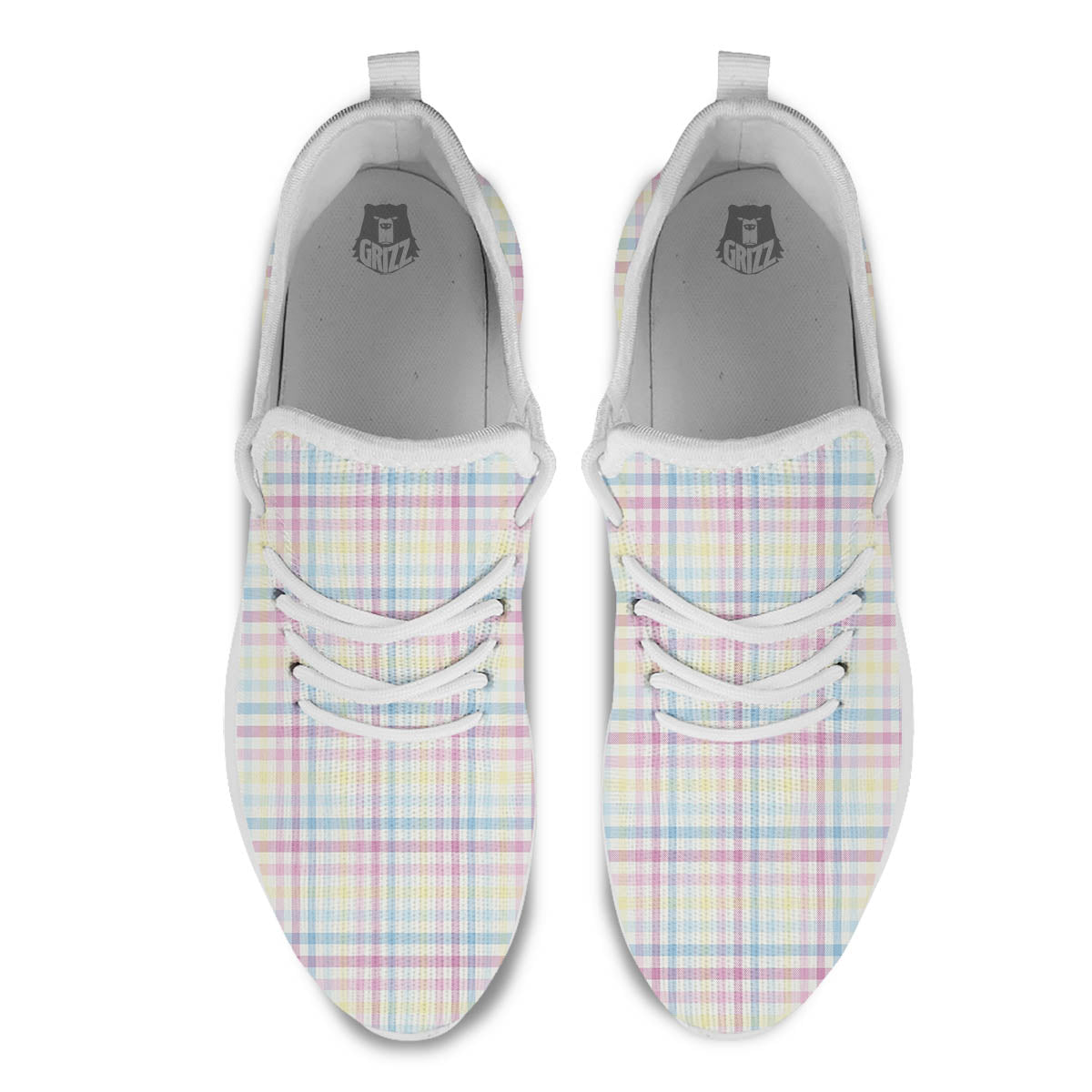 Pastel Plaid Cotton Candy Print Pattern White Athletic Shoes-grizzshop