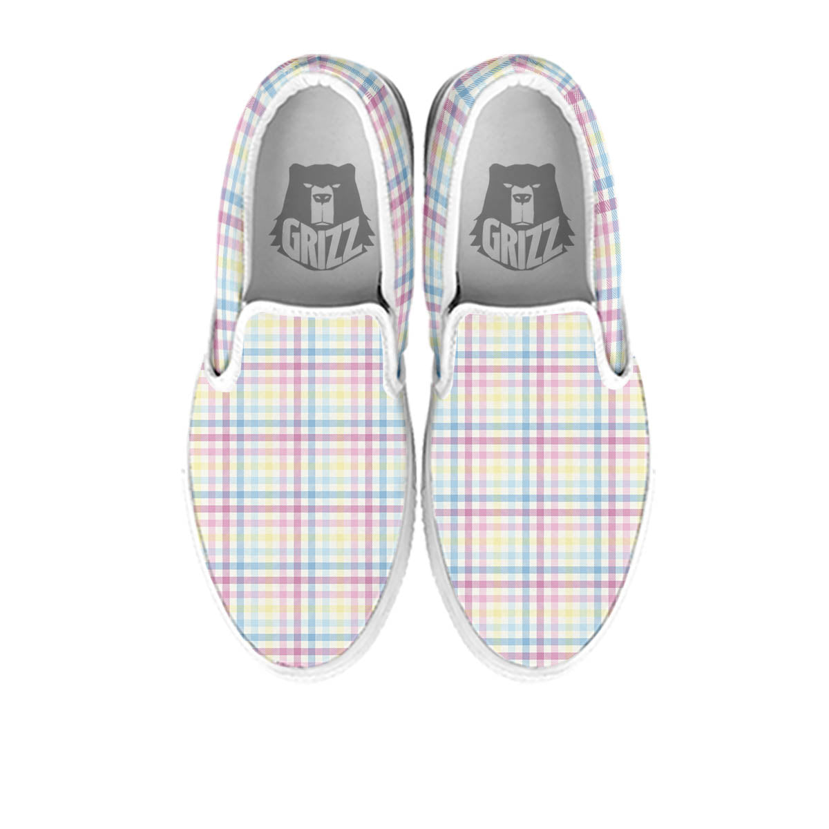 Pastel Plaid Cotton Candy Print Pattern White Slip On Shoes-grizzshop