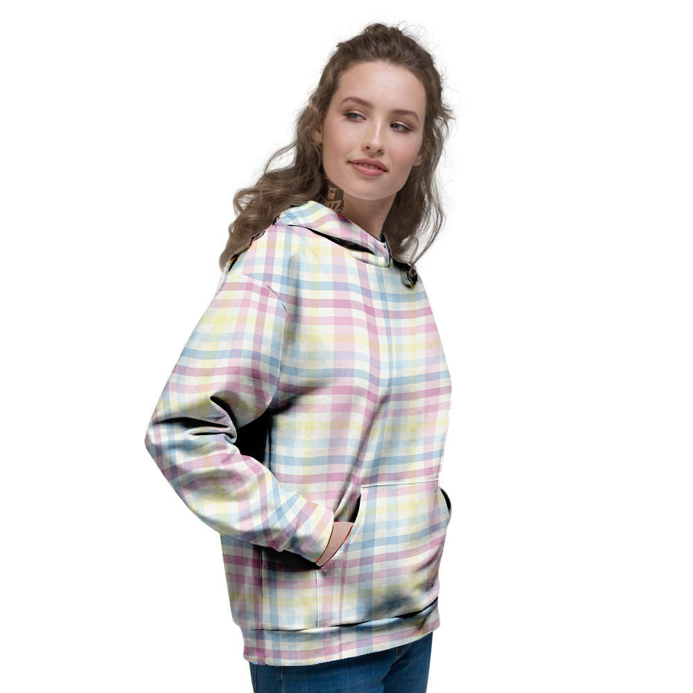 Pastel Plaid Cotton Candy Print Pattern Women's Hoodie-grizzshop