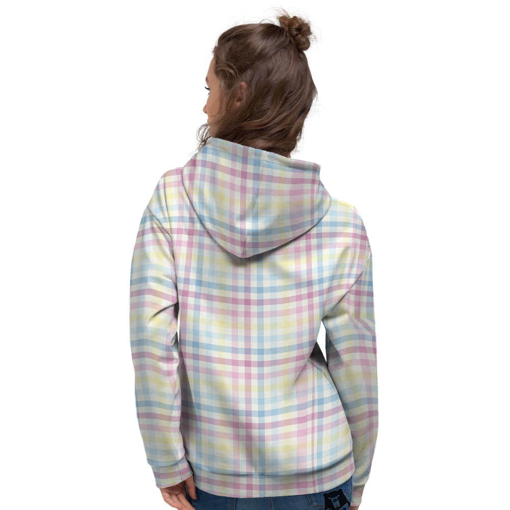 Pastel Plaid Cotton Candy Print Pattern Women's Hoodie-grizzshop