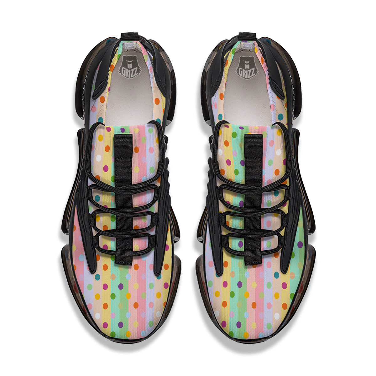 Pastel Polka Dots Print Pattern Black Gym Shoes-grizzshop