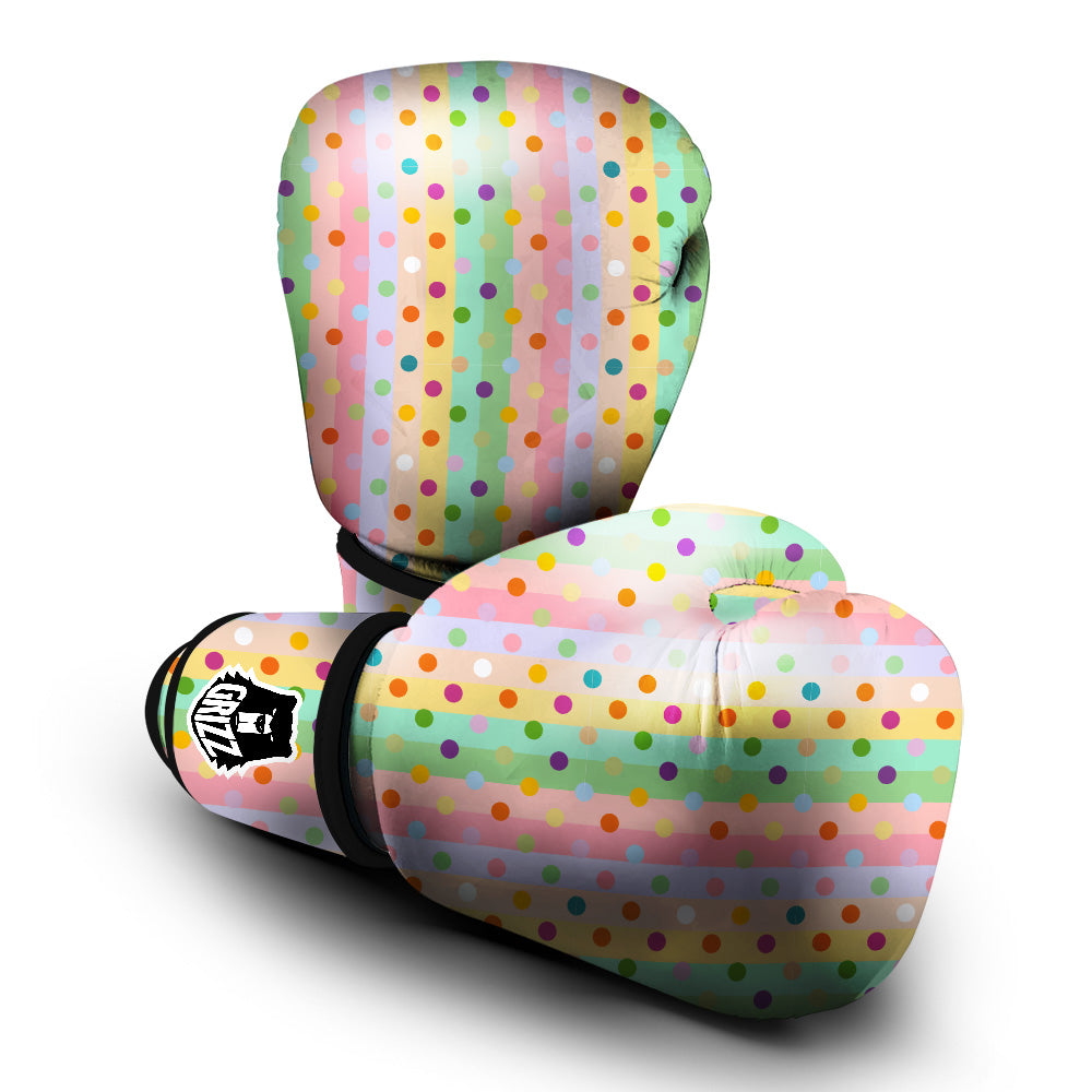 Pastel Polka Dots Print Pattern Boxing Gloves-grizzshop