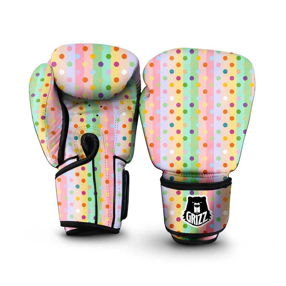 Pastel Polka Dots Print Pattern Boxing Gloves-grizzshop
