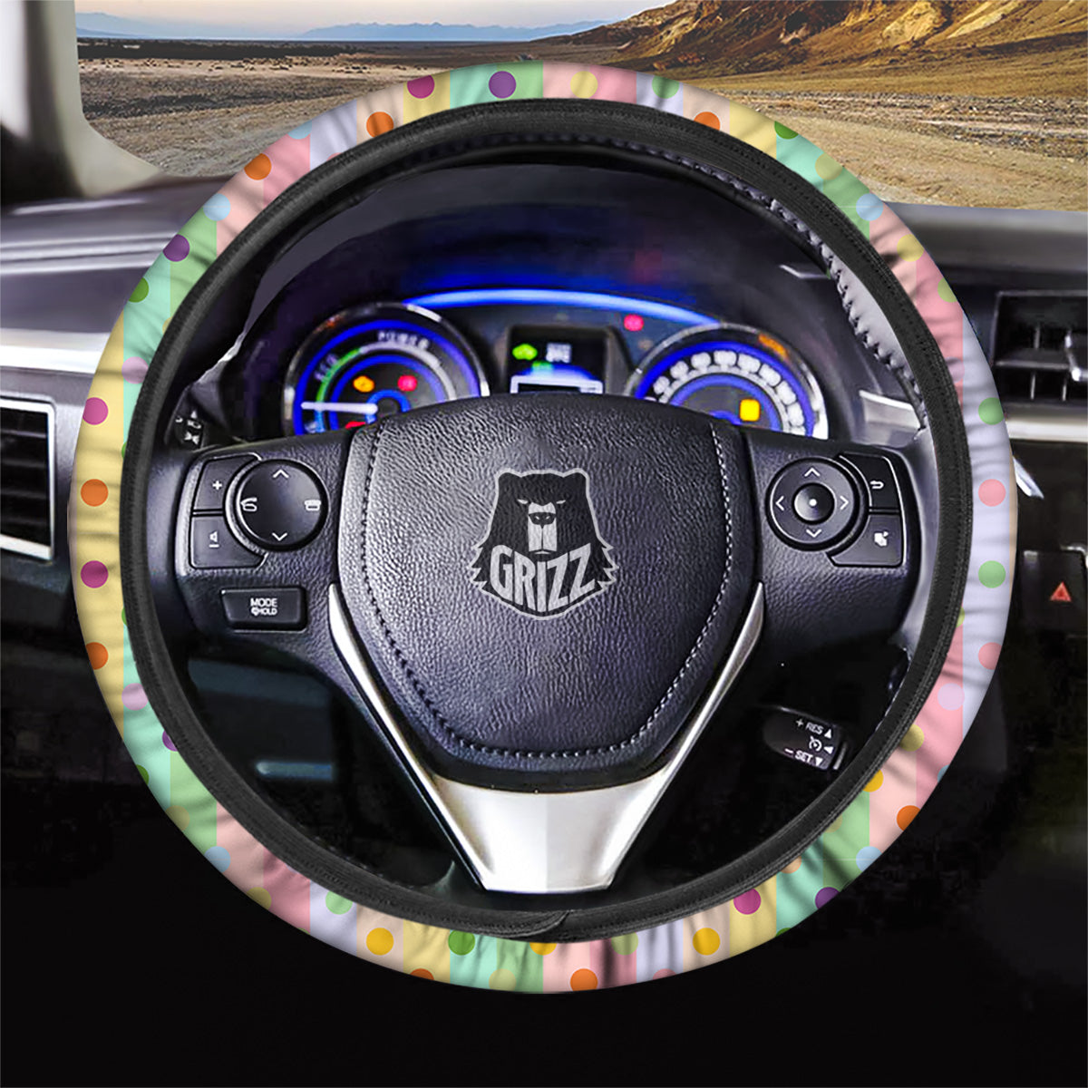 Pastel Polka Dots Print Pattern Car Steering Wheel Cover-grizzshop