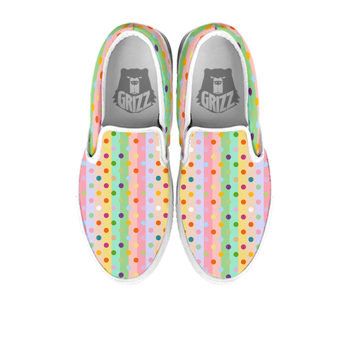Pastel Polka Dots Print Pattern White Slip On Shoes-grizzshop