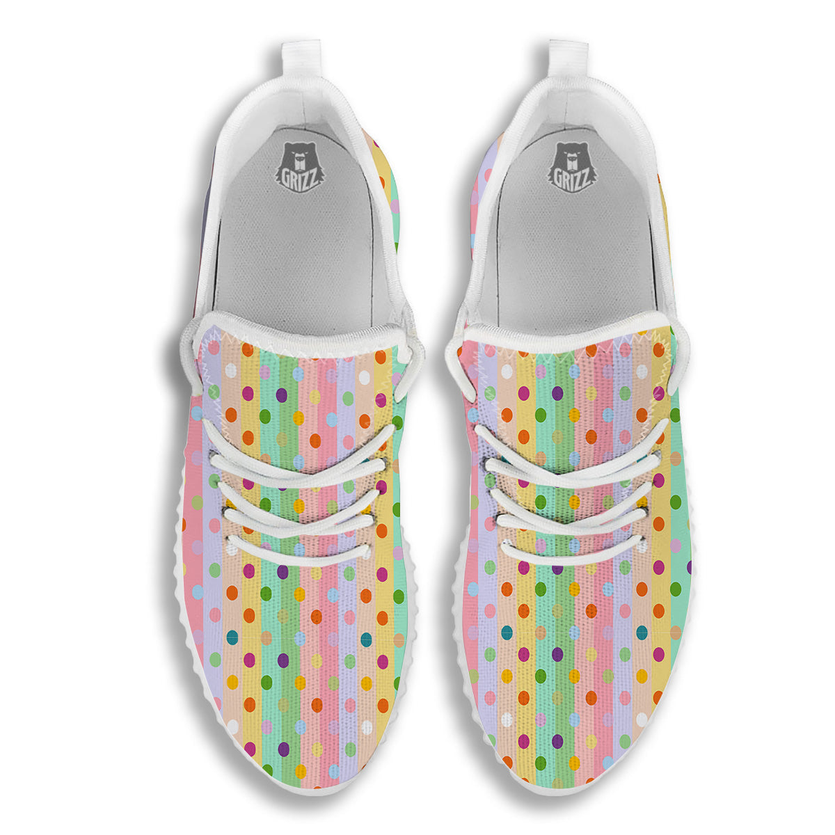 Pastel Polka Dots Print Pattern White Walking Shoes-grizzshop