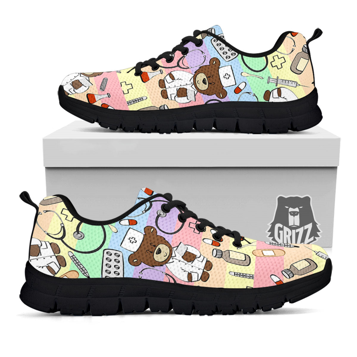 Pastel Teddy Bear Nurse - Sneakers-grizzshop