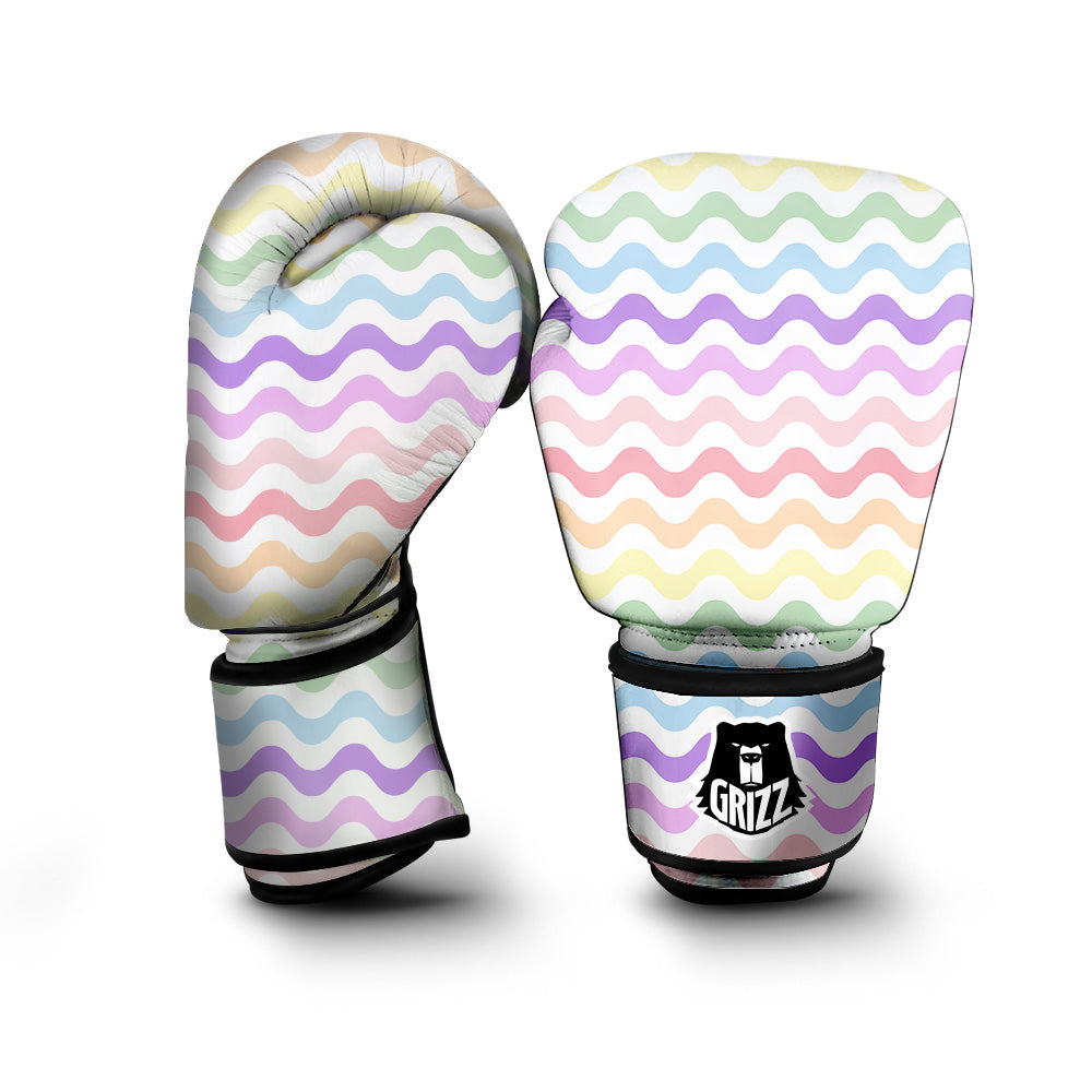 Pastel Wave Striped Print Boxing Gloves-grizzshop