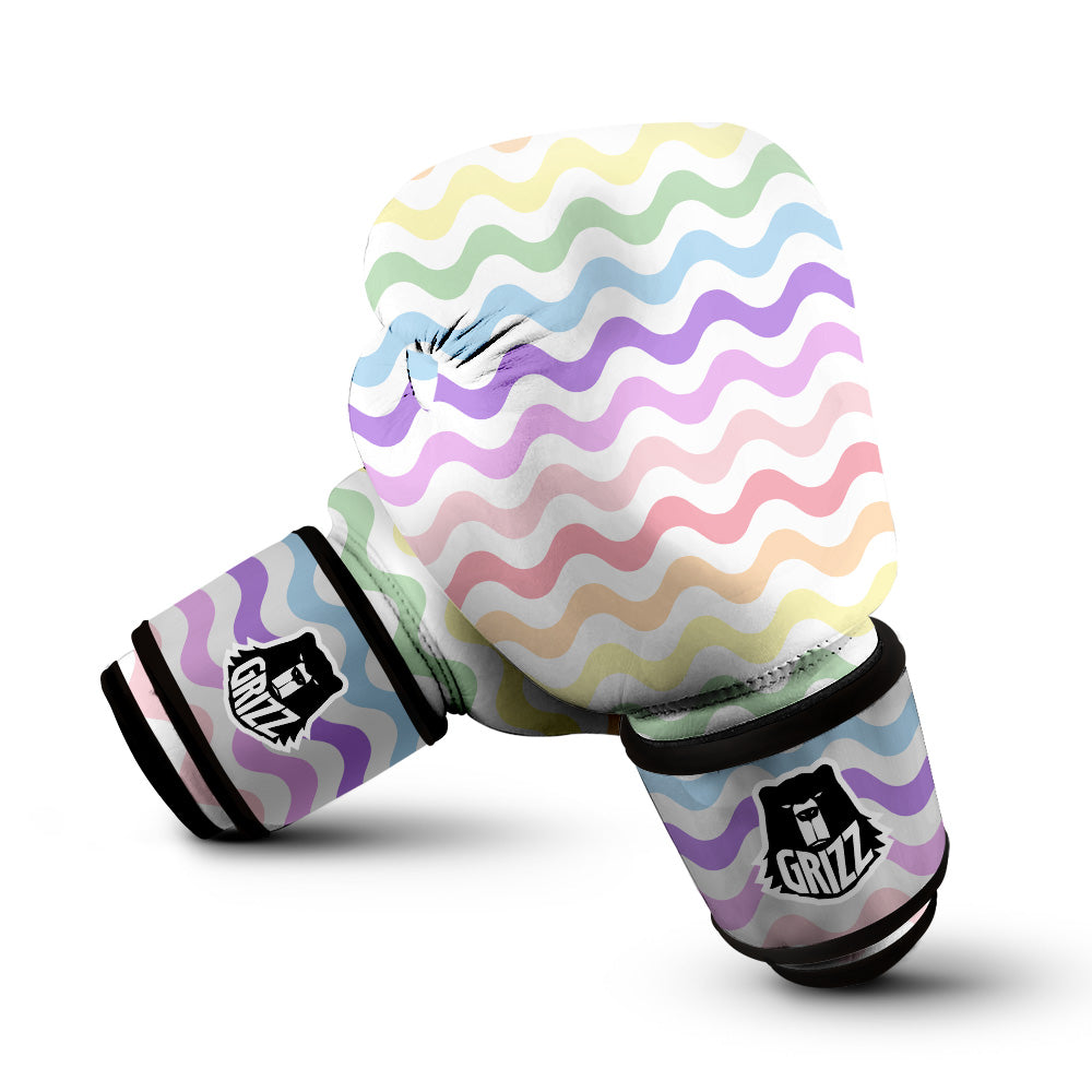 Pastel Wave Striped Print Boxing Gloves-grizzshop