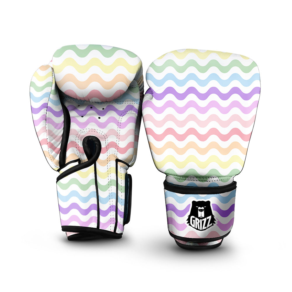 Pastel Wave Striped Print Boxing Gloves-grizzshop