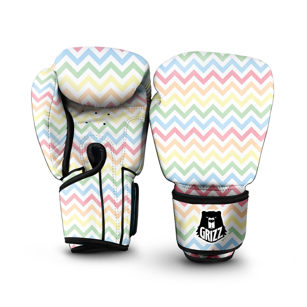 Pastel Zigzag Print Pattern Boxing Gloves-grizzshop