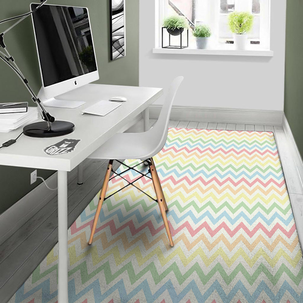 Pastel Zigzag Print Pattern Floor Mat-grizzshop