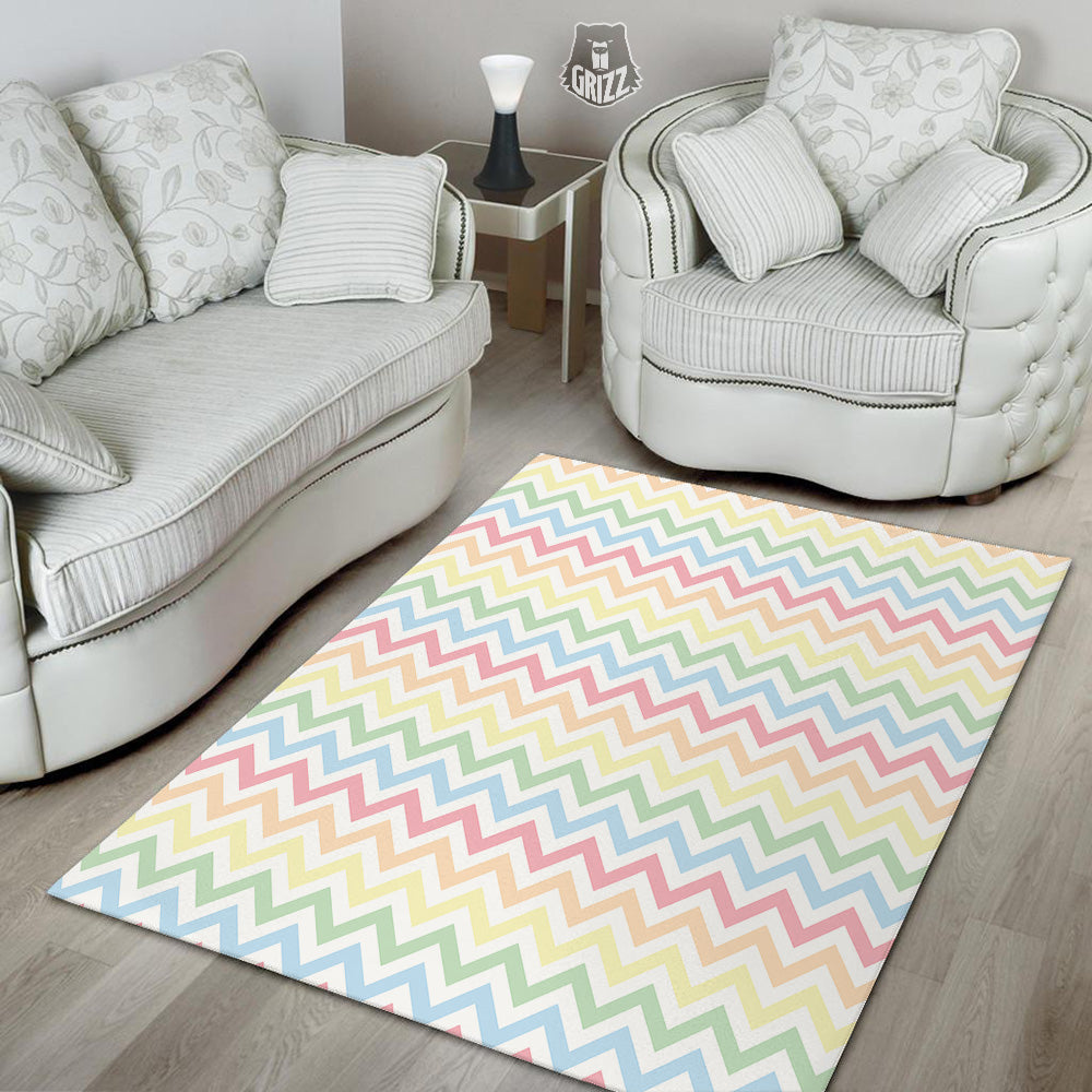 Pastel Zigzag Print Pattern Floor Mat-grizzshop