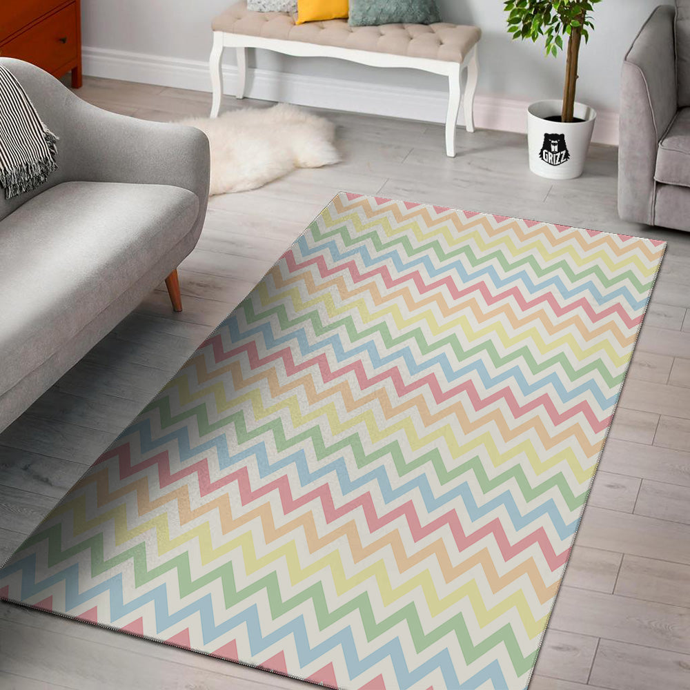 Pastel Zigzag Print Pattern Floor Mat-grizzshop