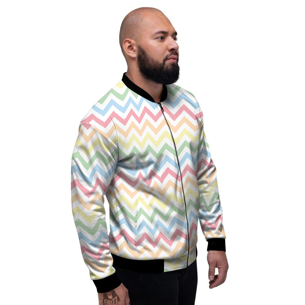 Pastel Zigzag Print Pattern Men's Bomber Jacket-grizzshop