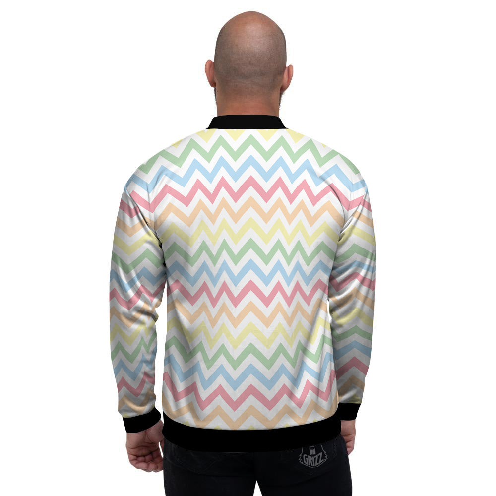 Pastel Zigzag Print Pattern Men's Bomber Jacket-grizzshop
